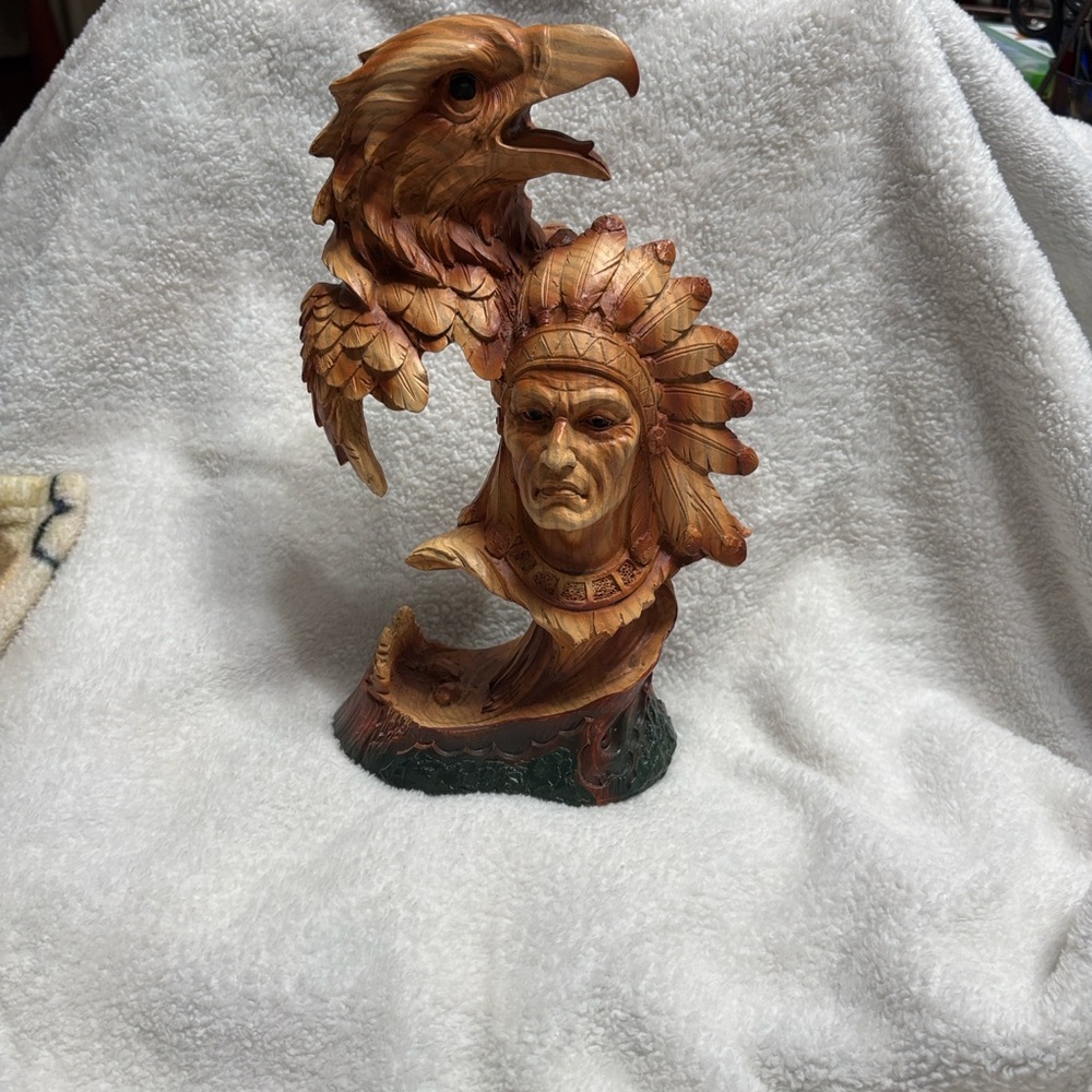 Majestic Chief and Eagle Art Sculpture